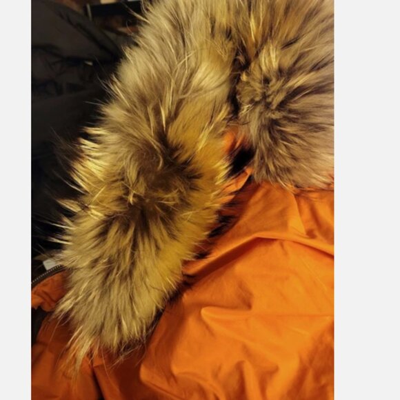 AUTHIER Italy Down Parka Puffer Ski Jacket Fur Trim Gray Green Women US 6 Small - Picture 6 of 12